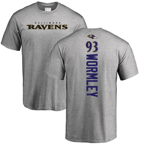 Men Baltimore Ravens Ash Chris Wormley Backer NFL Football #93 T Shirt->nfl t-shirts->Sports Accessory